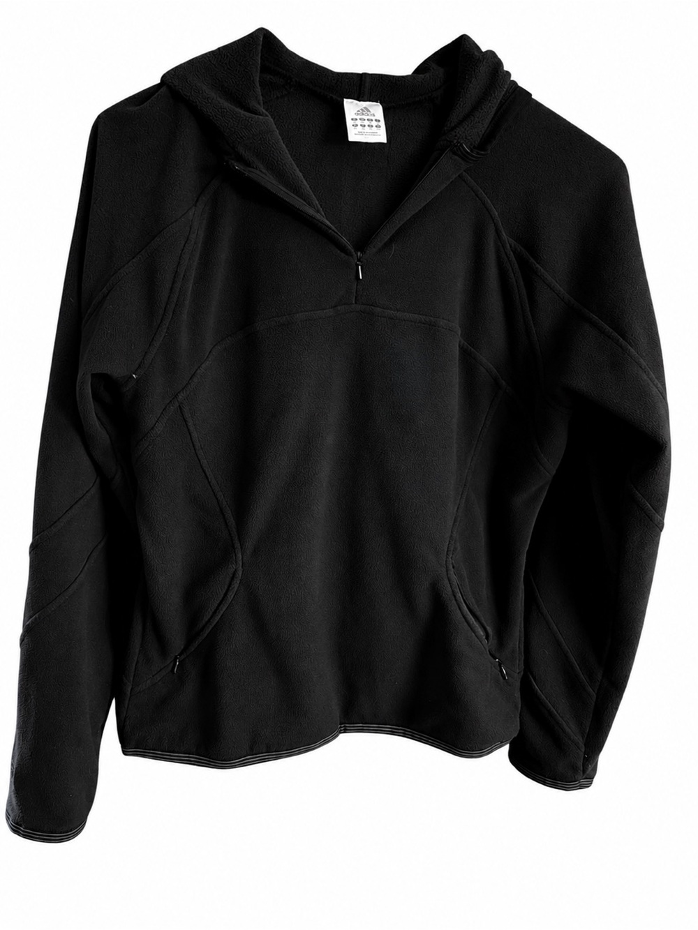 Women's Adidas Black Half-Zip Hooded Pullover Light Weight Fleece
